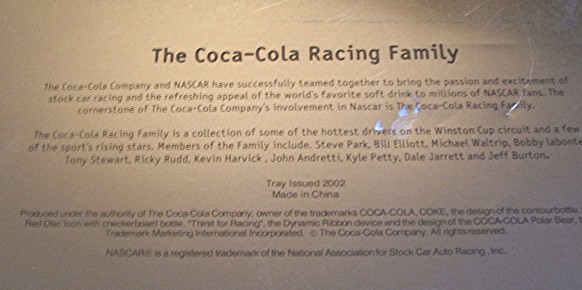 COCA COLA COKE NASCAR RACING FAMILY TRAY  