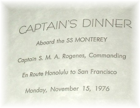 SET OF 28   MONTEREY & MARIPOSA CRUISE SHIPS MENUS 